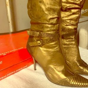 Gold leather boots